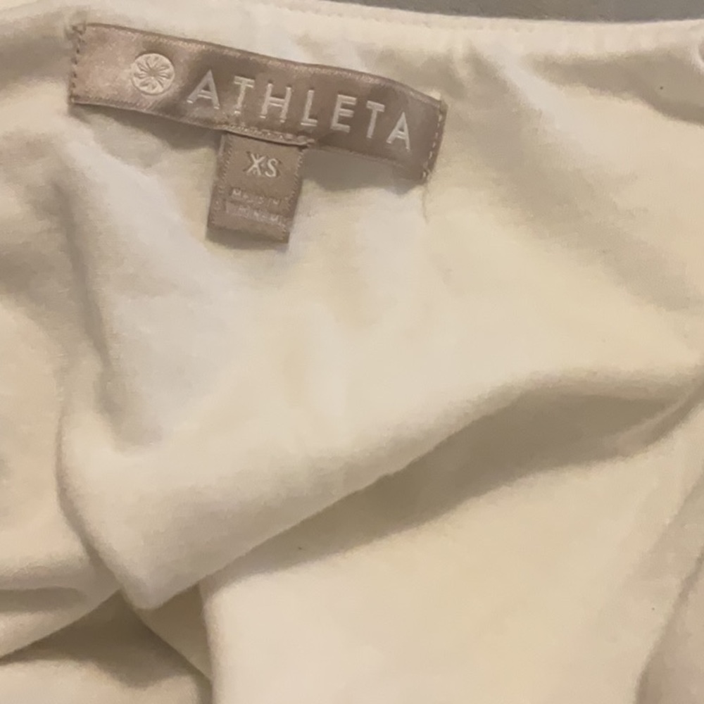 Athleta white wilder dress long sleeve ruched faux wrap size XS - Picture 7 of 7